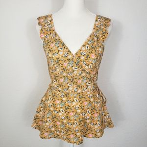 Monteau Los Angeles floral wrap around tank top size small